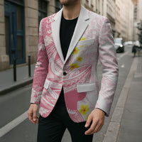 Pink Hawaii Shark Tattoo Blazer Puakenikeni Lei Plumeria Polynesian Pattern LT14 - Polynesian Pride