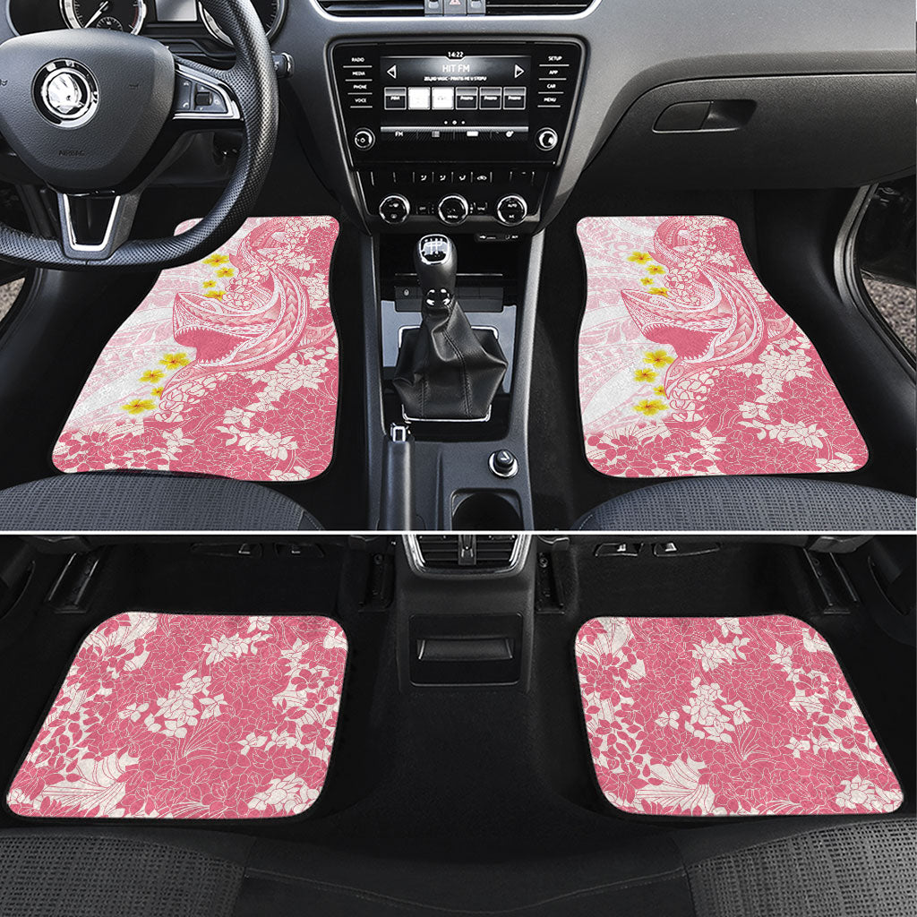 Pink Hawaii Shark Tattoo Car Mats Puakenikeni Lei Plumeria Polynesian Pattern LT14 Set 4pcs Pink - Polynesian Pride