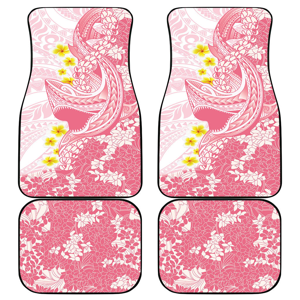 Pink Hawaii Shark Tattoo Car Mats Puakenikeni Lei Plumeria Polynesian Pattern LT14 - Polynesian Pride