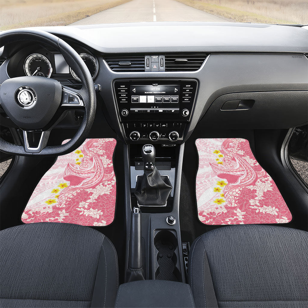 Pink Hawaii Shark Tattoo Car Mats Puakenikeni Lei Plumeria Polynesian Pattern LT14 Set 2pcs - Front Pink - Polynesian Pride
