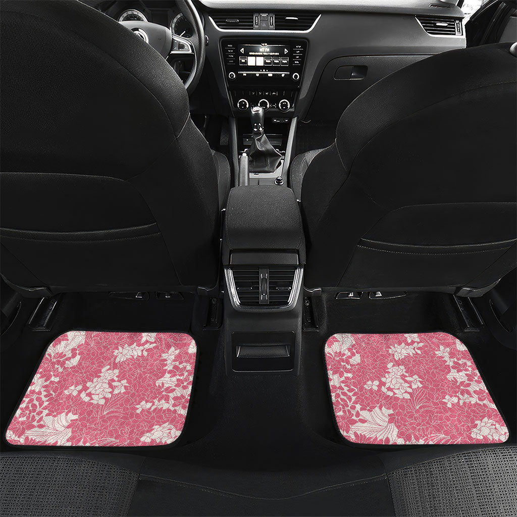 Pink Hawaii Shark Tattoo Car Mats Puakenikeni Lei Plumeria Polynesian Pattern LT14 Set 2pcs - Back Pink - Polynesian Pride