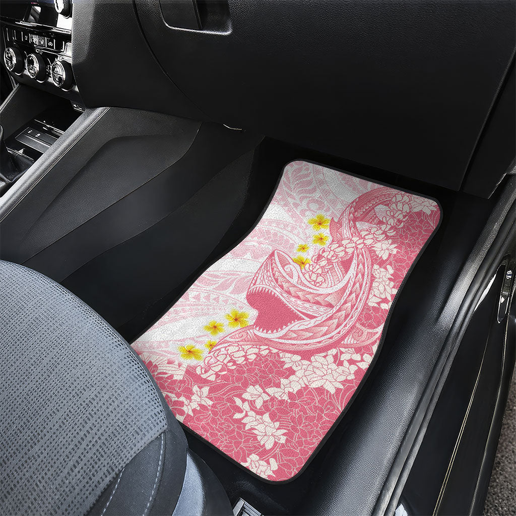 Pink Hawaii Shark Tattoo Car Mats Puakenikeni Lei Plumeria Polynesian Pattern LT14 - Polynesian Pride