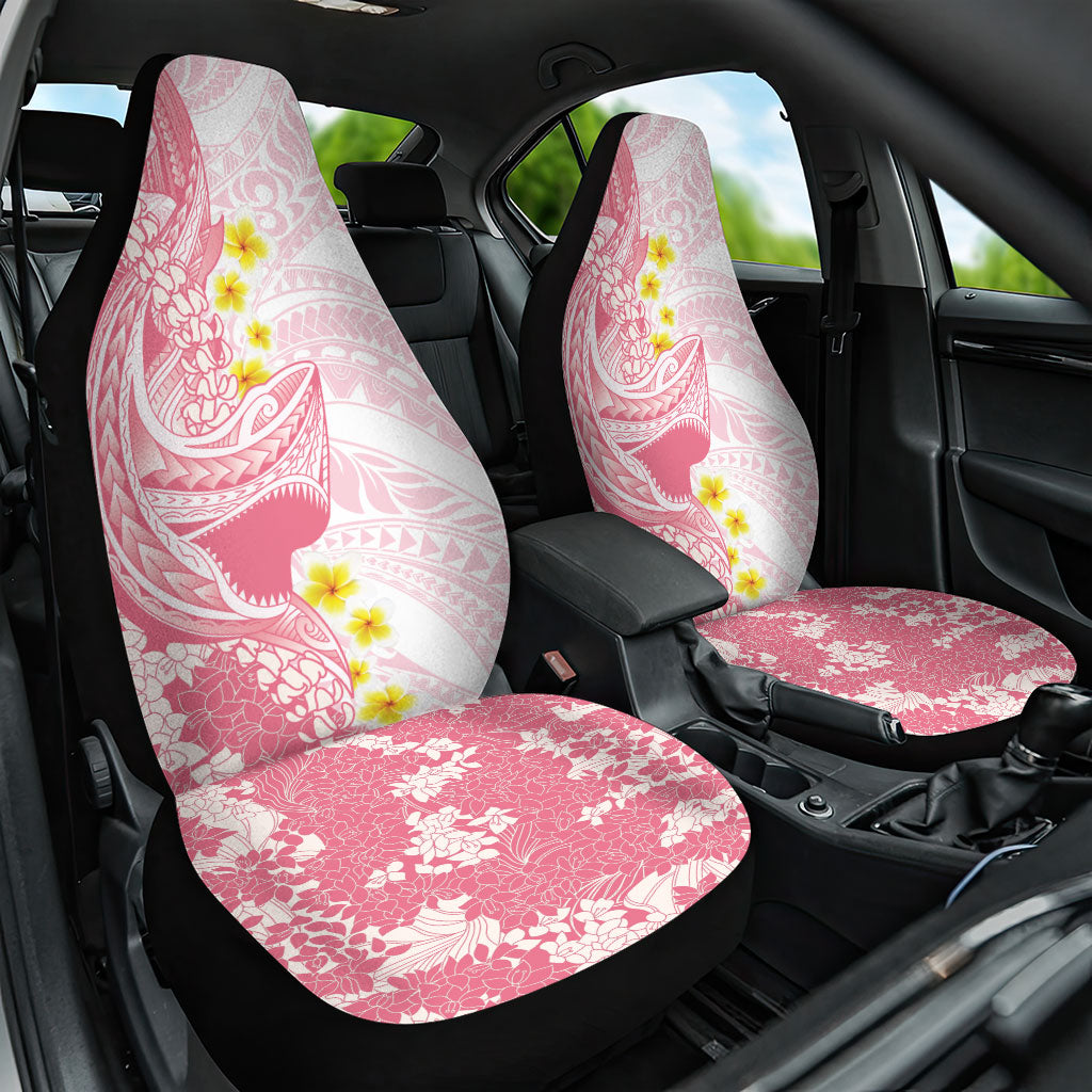 Pink Hawaii Shark Tattoo Car Seat Cover Puakenikeni Lei Plumeria Polynesian Pattern