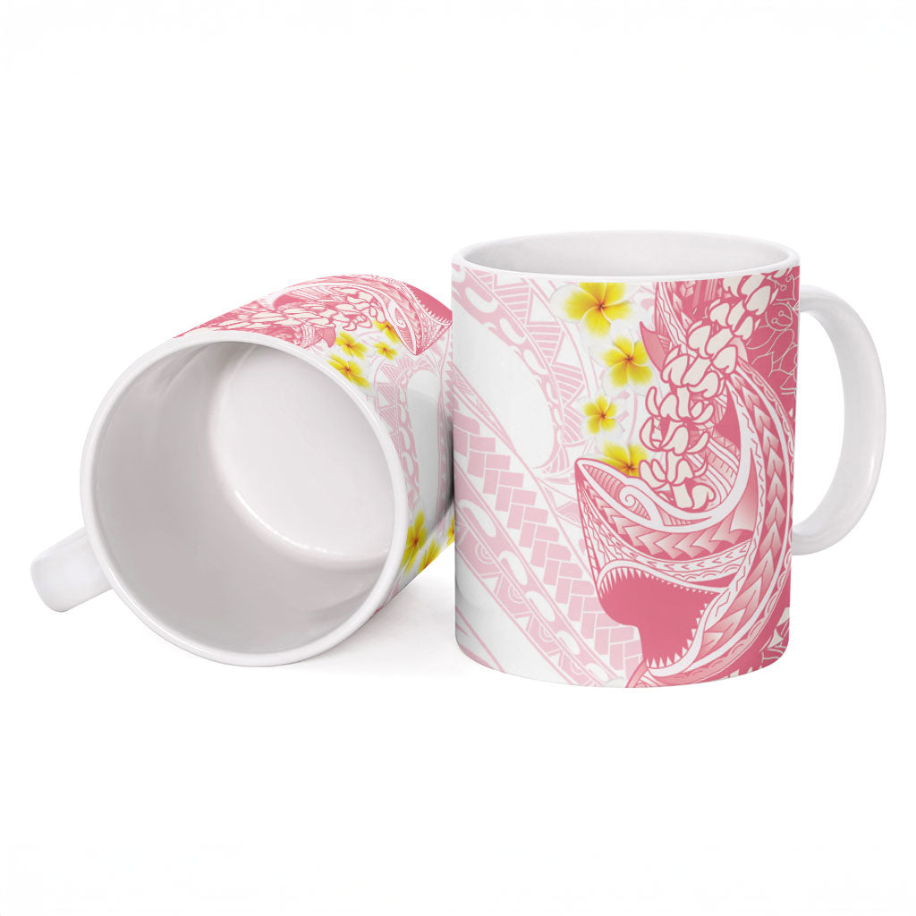 Pink Hawaii Shark Tattoo Ceramic Mug Puakenikeni Lei Plumeria Polynesian Pattern LT14 - Polynesian Pride