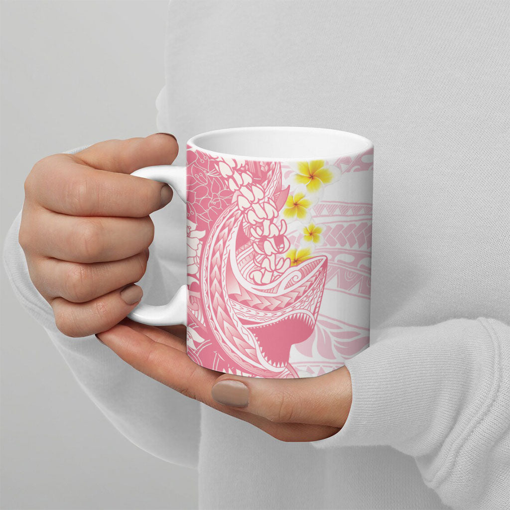 Pink Hawaii Shark Tattoo Ceramic Mug Puakenikeni Lei Plumeria Polynesian Pattern LT14 - Polynesian Pride