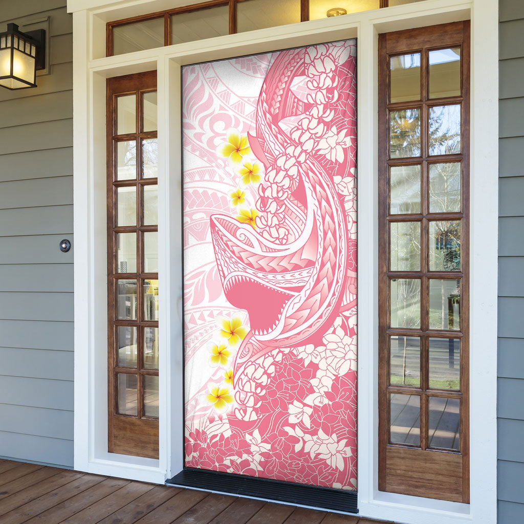 Pink Hawaii Shark Tattoo Door Cover Puakenikeni Lei Plumeria Polynesian Pattern LT14 - Polynesian Pride
