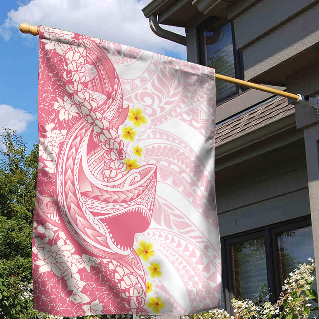 Pink Hawaii Shark Tattoo Garden Flag Puakenikeni Lei Plumeria Polynesian Pattern LT14 - Polynesian Pride