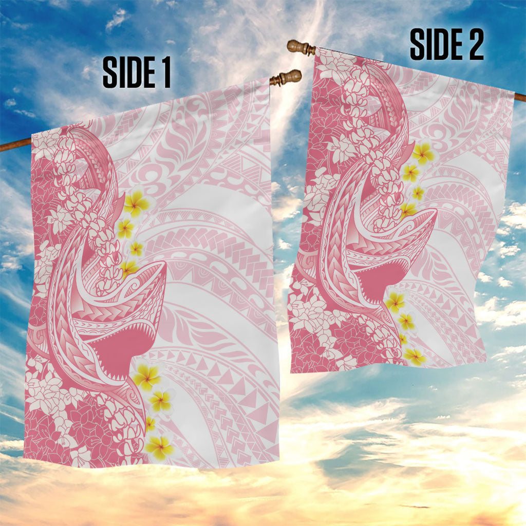 Pink Hawaii Shark Tattoo Garden Flag Puakenikeni Lei Plumeria Polynesian Pattern LT14 - Polynesian Pride
