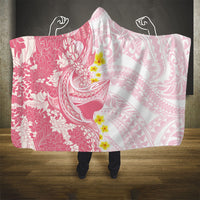 Pink Hawaii Shark Tattoo Hooded Blanket Puakenikeni Lei Plumeria Polynesian Pattern LT14 - Polynesian Pride