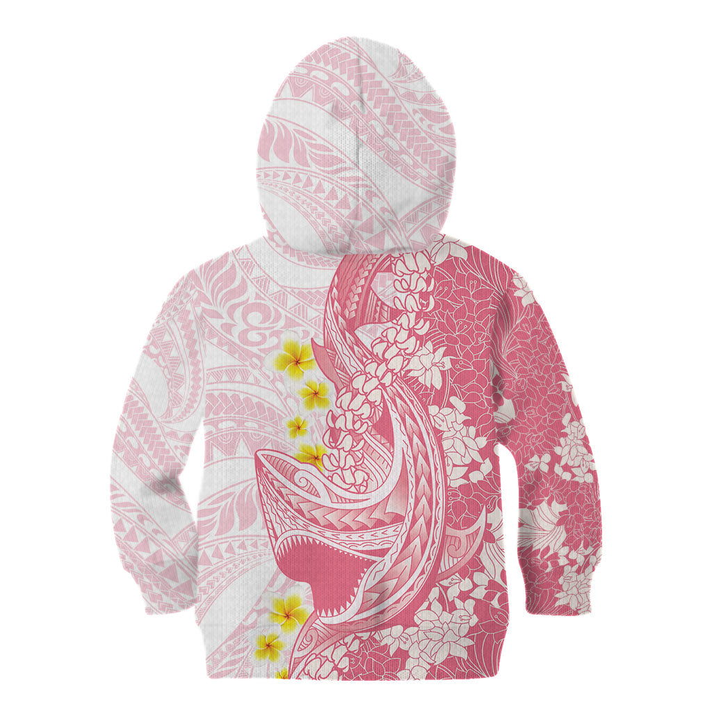 Pink Hawaii Shark Tattoo Kid Hoodie Puakenikeni Lei Plumeria Polynesian Pattern LT14 - Polynesian Pride
