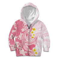 Pink Hawaii Shark Tattoo Kid Hoodie Puakenikeni Lei Plumeria Polynesian Pattern LT14 Zip Hoodie Pink - Polynesian Pride