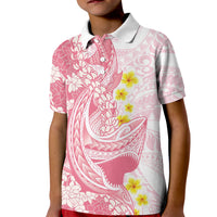 Pink Hawaii Shark Tattoo Kid Polo Shirt Puakenikeni Lei Plumeria Polynesian Pattern LT14 Kid Pink - Polynesian Pride