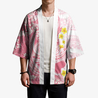 Pink Hawaii Shark Tattoo Kimono Puakenikeni Lei Plumeria Polynesian Pattern