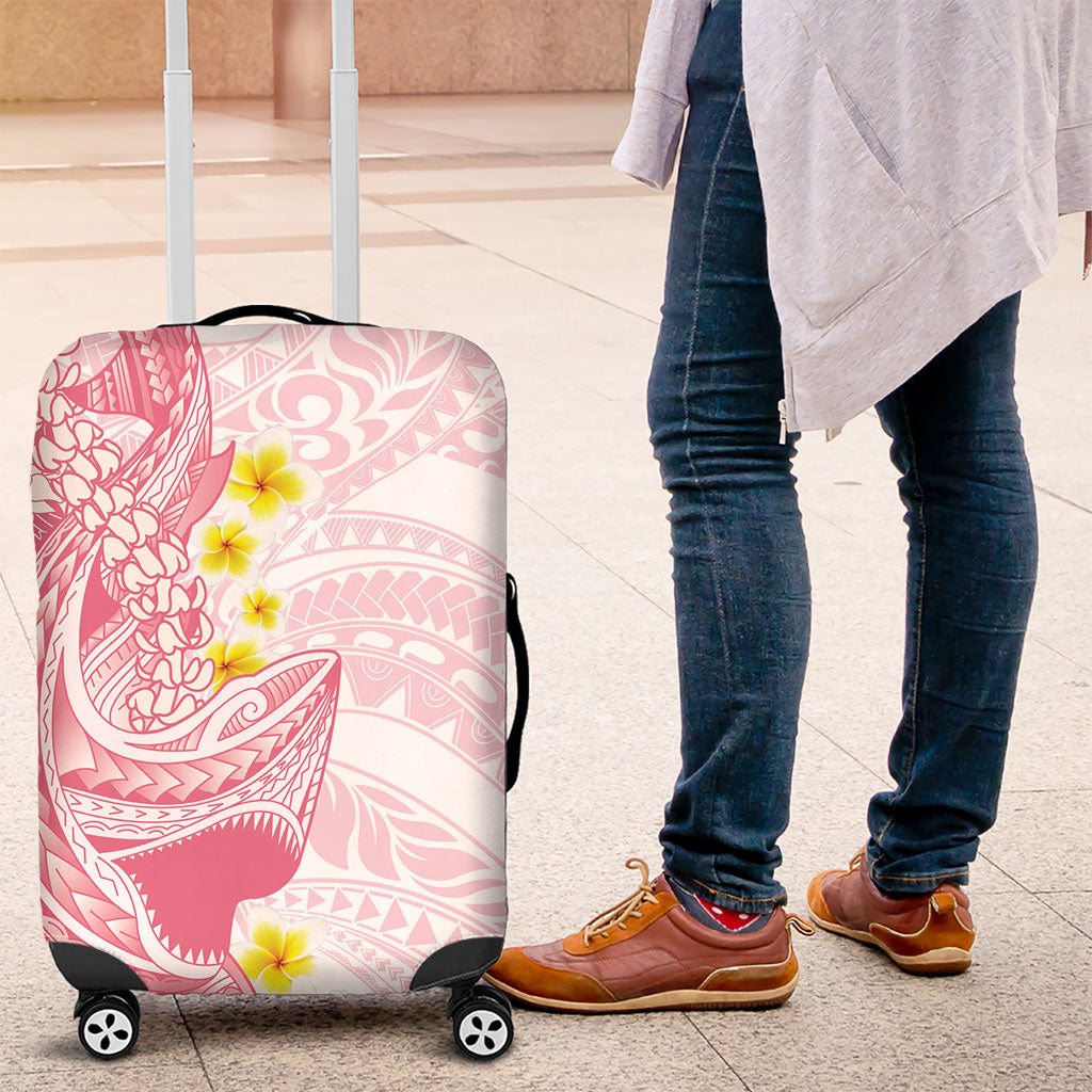 Pink Hawaii Shark Tattoo Luggage Cover Puakenikeni Lei Plumeria Polynesian Pattern