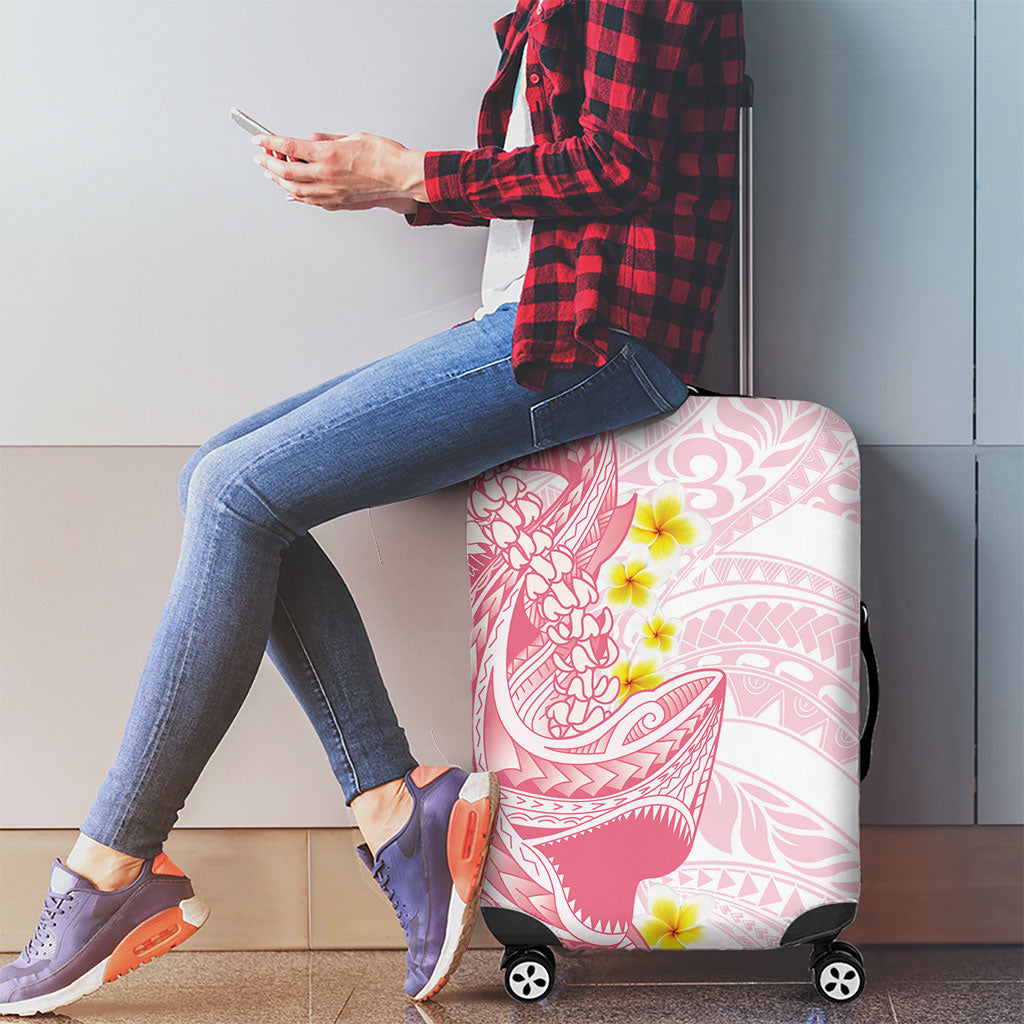 Pink Hawaii Shark Tattoo Luggage Cover Puakenikeni Lei Plumeria Polynesian Pattern