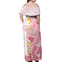 Pink Hawaii Shark Tattoo Off Shoulder Maxi Dress Puakenikeni Lei Plumeria Polynesian Pattern LT14 - Polynesian Pride