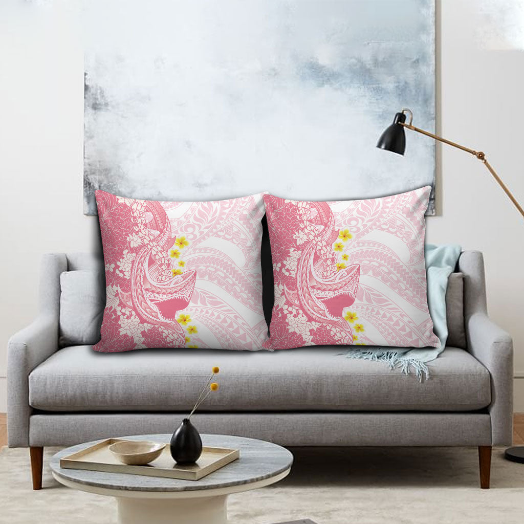 Pink Hawaii Shark Tattoo Pillow Cover Puakenikeni Lei Plumeria Polynesian Pattern LT14 - Polynesian Pride