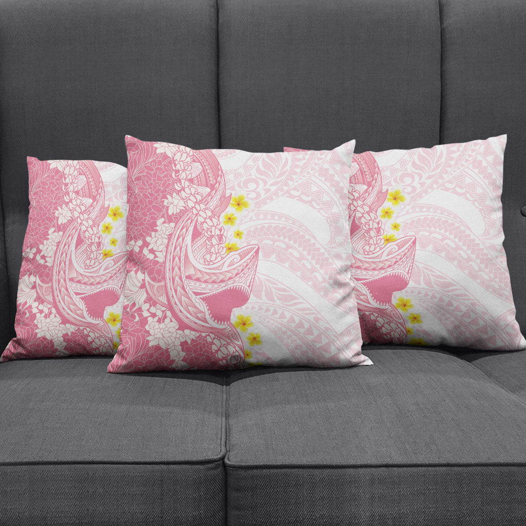 Pink Hawaii Shark Tattoo Pillow Cover Puakenikeni Lei Plumeria Polynesian Pattern LT14 - Polynesian Pride