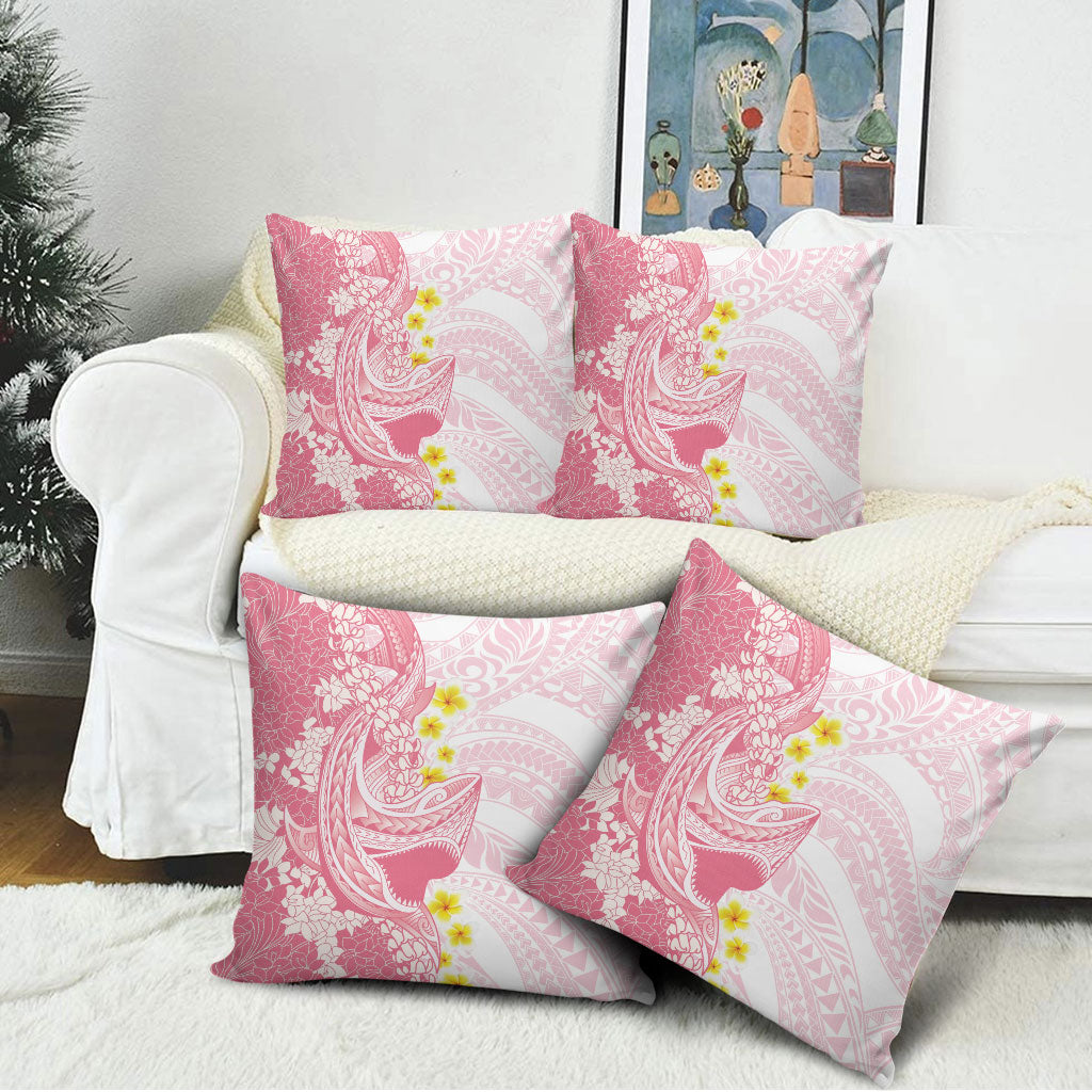 Pink Hawaii Shark Tattoo Pillow Cover Puakenikeni Lei Plumeria Polynesian Pattern LT14 - Polynesian Pride