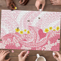 Pink Hawaii Shark Tattoo Puzzle Puakenikeni Lei Plumeria Polynesian Pattern LT14 - Polynesian Pride