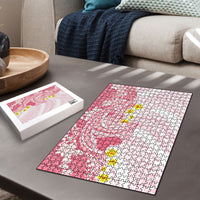 Pink Hawaii Shark Tattoo Puzzle Puakenikeni Lei Plumeria Polynesian Pattern LT14 - Polynesian Pride