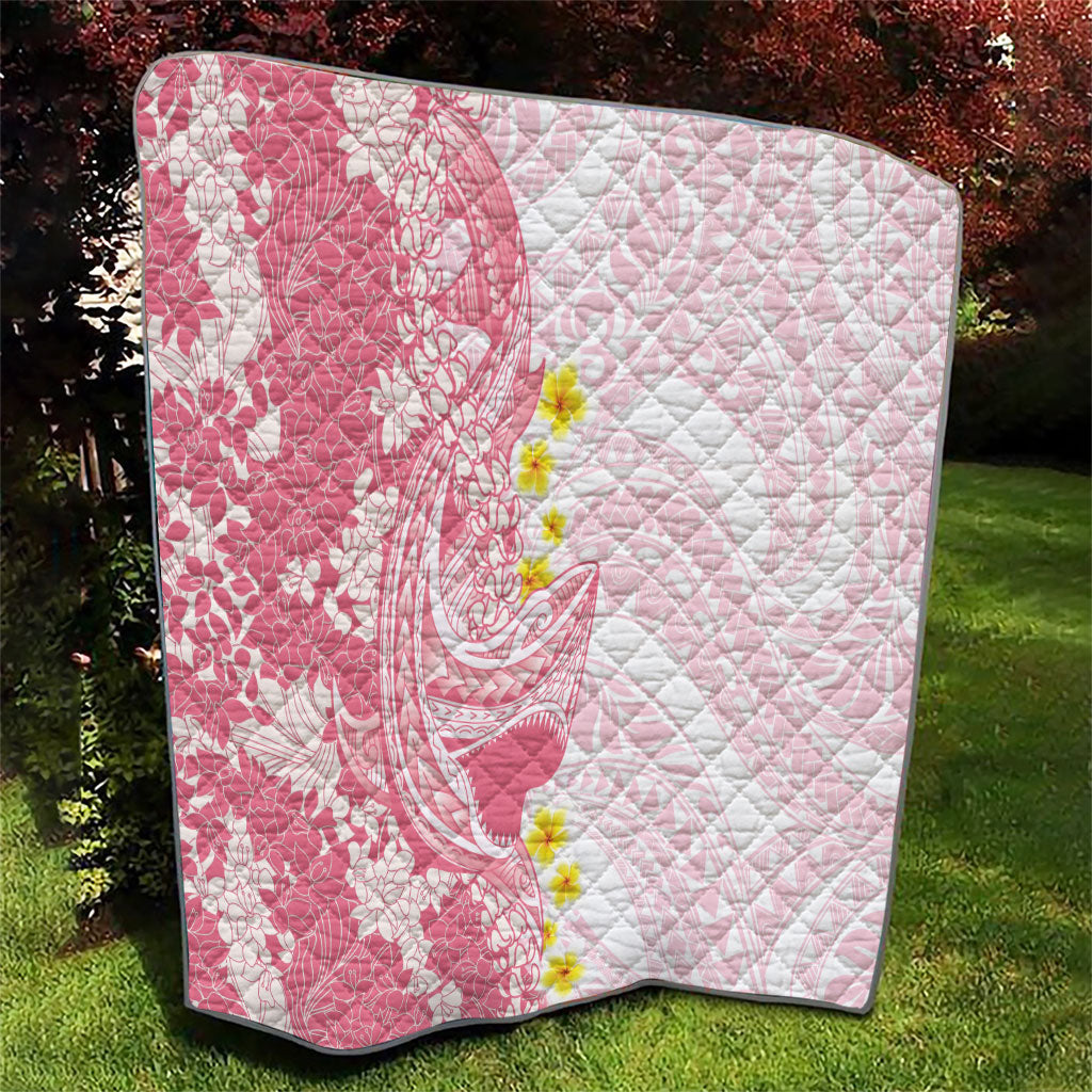 Pink Hawaii Shark Tattoo Quilt Puakenikeni Lei Plumeria Polynesian Pattern LT14 - Polynesian Pride