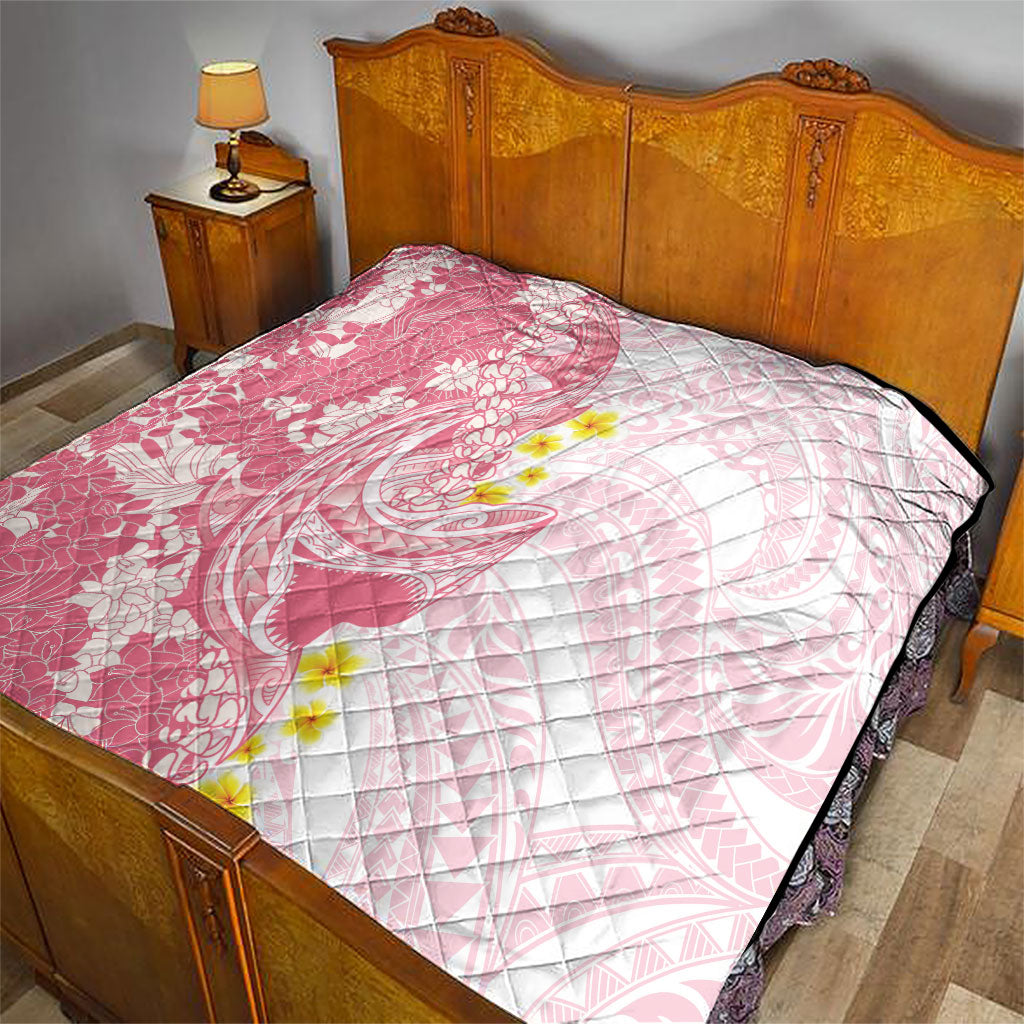Pink Hawaii Shark Tattoo Quilt Puakenikeni Lei Plumeria Polynesian Pattern LT14 - Polynesian Pride