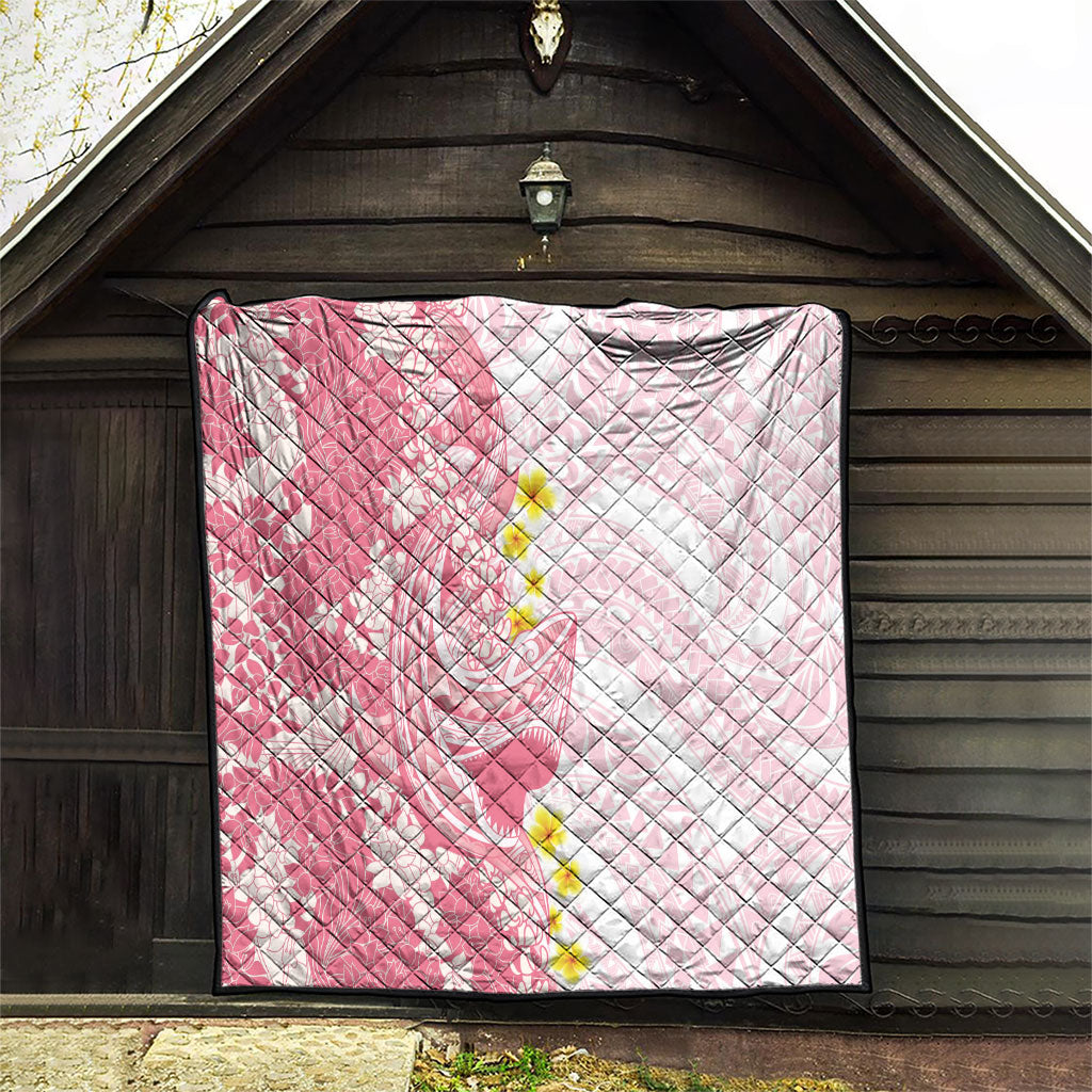 Pink Hawaii Shark Tattoo Quilt Puakenikeni Lei Plumeria Polynesian Pattern LT14 - Polynesian Pride