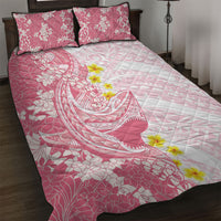 Pink Hawaii Shark Tattoo Quilt Bed Set Puakenikeni Lei Plumeria Polynesian Pattern LT14 Pink - Polynesian Pride