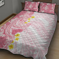 Pink Hawaii Shark Tattoo Quilt Bed Set Puakenikeni Lei Plumeria Polynesian Pattern LT14 - Polynesian Pride