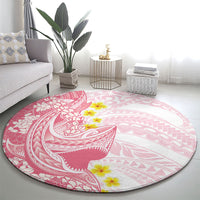 Pink Hawaii Shark Tattoo Round Carpet Puakenikeni Lei Plumeria Polynesian Pattern LT14 - Polynesian Pride