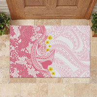 Pink Hawaii Shark Tattoo Rubber Doormat Puakenikeni Lei Plumeria Polynesian Pattern LT14 Pink - Polynesian Pride