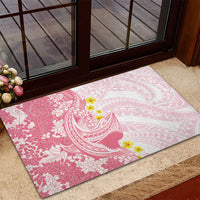 Pink Hawaii Shark Tattoo Rubber Doormat Puakenikeni Lei Plumeria Polynesian Pattern LT14 - Polynesian Pride