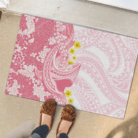 Pink Hawaii Shark Tattoo Rubber Doormat Puakenikeni Lei Plumeria Polynesian Pattern LT14 - Polynesian Pride
