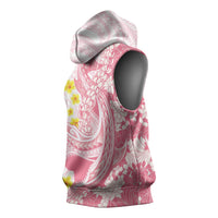 Pink Hawaii Shark Tattoo Sleeveless Hoodie Puakenikeni Lei Plumeria Polynesian Pattern LT14 - Polynesian Pride