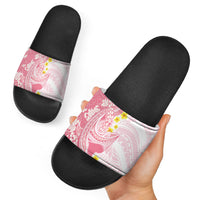 Pink Hawaii Shark Tattoo Slide Sandals Puakenikeni Lei Plumeria Polynesian Pattern LT14 - Polynesian Pride