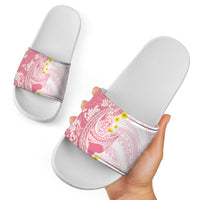 Pink Hawaii Shark Tattoo Slide Sandals Puakenikeni Lei Plumeria Polynesian Pattern LT14 - Polynesian Pride