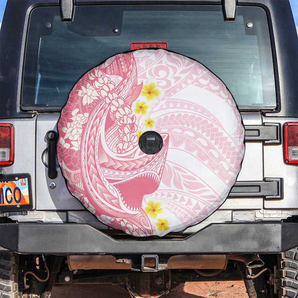Pink Hawaii Shark Tattoo Spare Tire Cover Puakenikeni Lei Plumeria Polynesian Pattern LT14 Pink - Polynesian Pride
