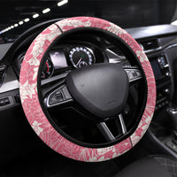Pink Hawaii Shark Tattoo Steering Wheel Cover Puakenikeni Lei Plumeria Polynesian Pattern LT14 Universal Fit Pink - Polynesian Pride