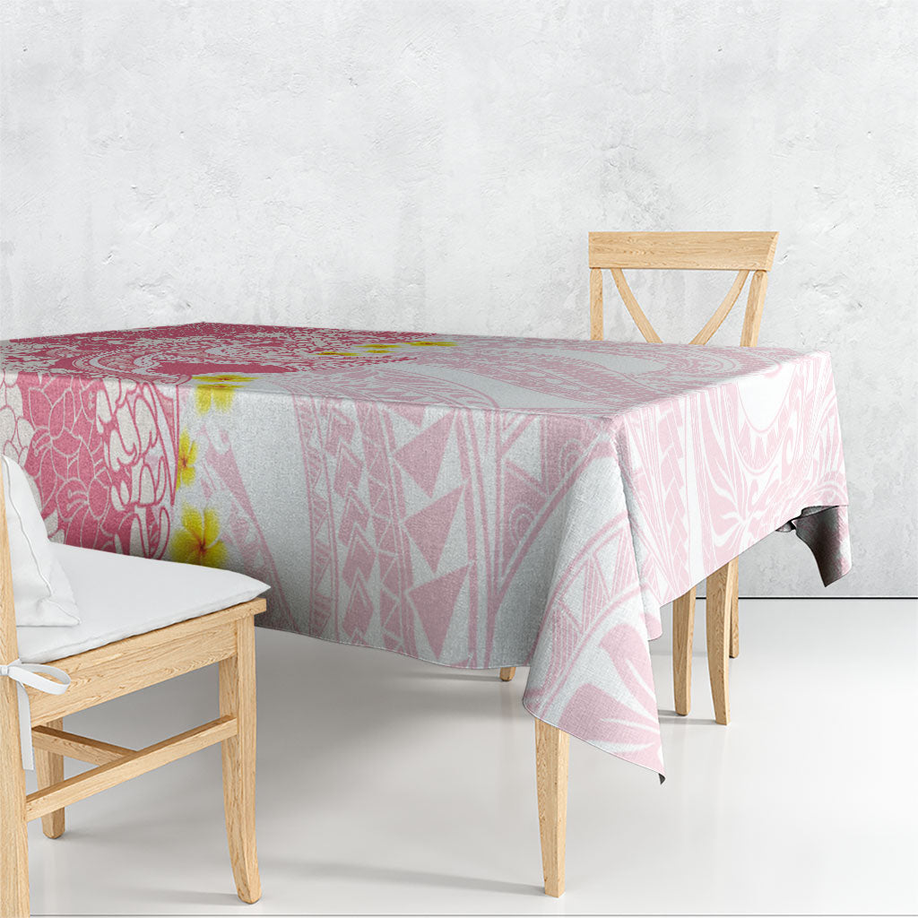 Pink Hawaii Shark Tattoo Tablecloth Puakenikeni Lei Plumeria Polynesian Pattern LT14 - Polynesian Pride