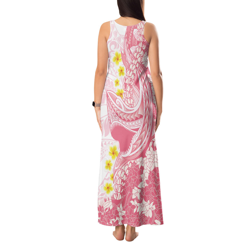 Pink Hawaii Shark Tattoo Tank Maxi Dress Puakenikeni Lei Plumeria Polynesian Pattern LT14 - Polynesian Pride
