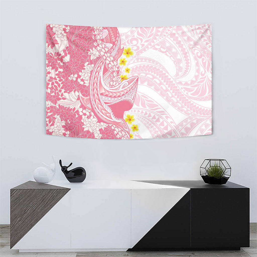 Pink Hawaii Shark Tattoo Tapestry Puakenikeni Lei Plumeria Polynesian Pattern LT14 - Polynesian Pride