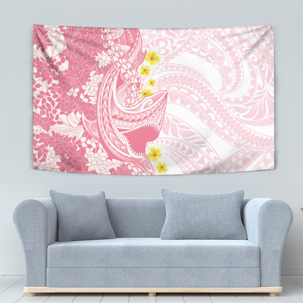 Pink Hawaii Shark Tattoo Tapestry Puakenikeni Lei Plumeria Polynesian Pattern LT14 - Polynesian Pride