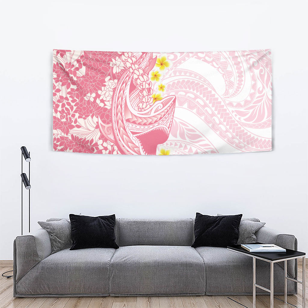 Pink Hawaii Shark Tattoo Tapestry Puakenikeni Lei Plumeria Polynesian Pattern LT14 - Polynesian Pride