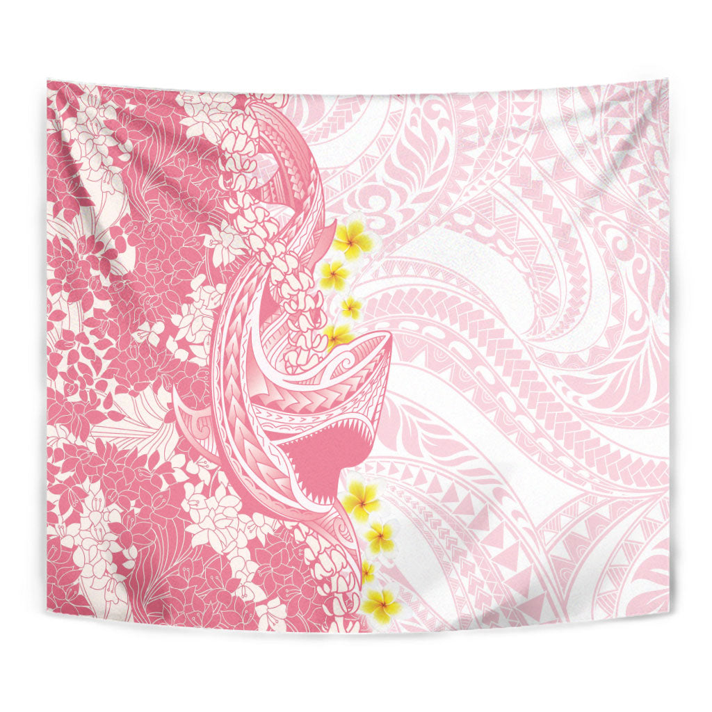 Pink Hawaii Shark Tattoo Tapestry Puakenikeni Lei Plumeria Polynesian Pattern LT14 - Polynesian Pride