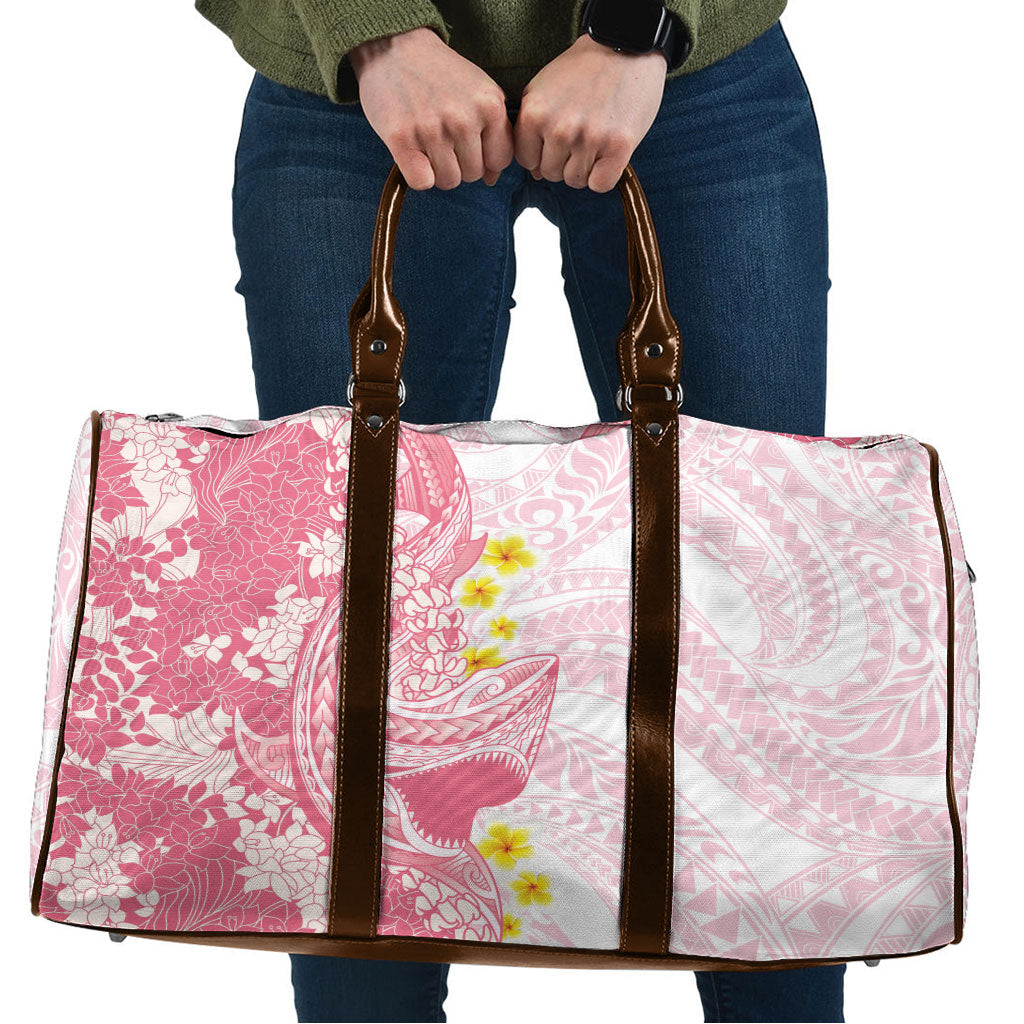 Pink Hawaii Shark Tattoo Travel Bag Puakenikeni Lei Plumeria Polynesian Pattern LT14 Pink - Polynesian Pride