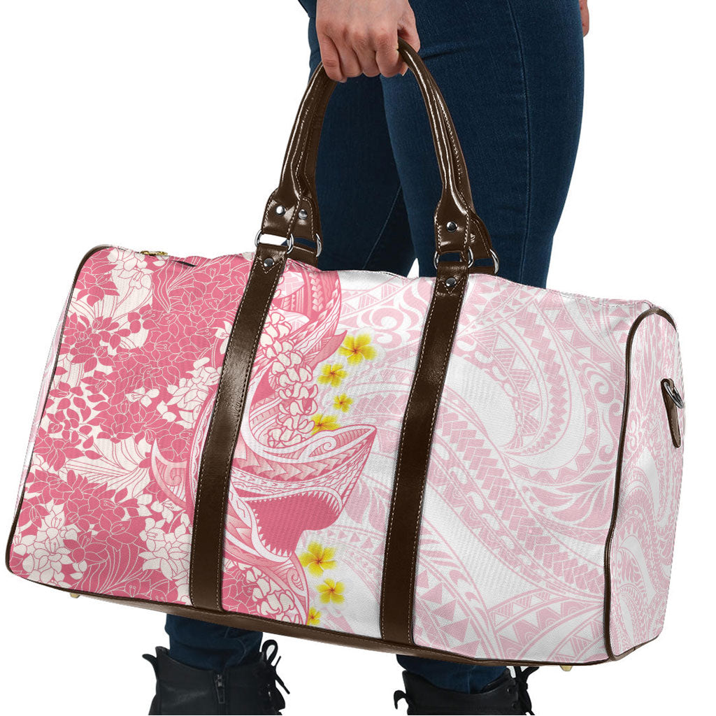 Pink Hawaii Shark Tattoo Travel Bag Puakenikeni Lei Plumeria Polynesian Pattern LT14 - Polynesian Pride