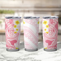 Pink Hawaii Shark Tattoo Tumbler Cup Puakenikeni Lei Plumeria Polynesian Pattern LT14 - Polynesian Pride