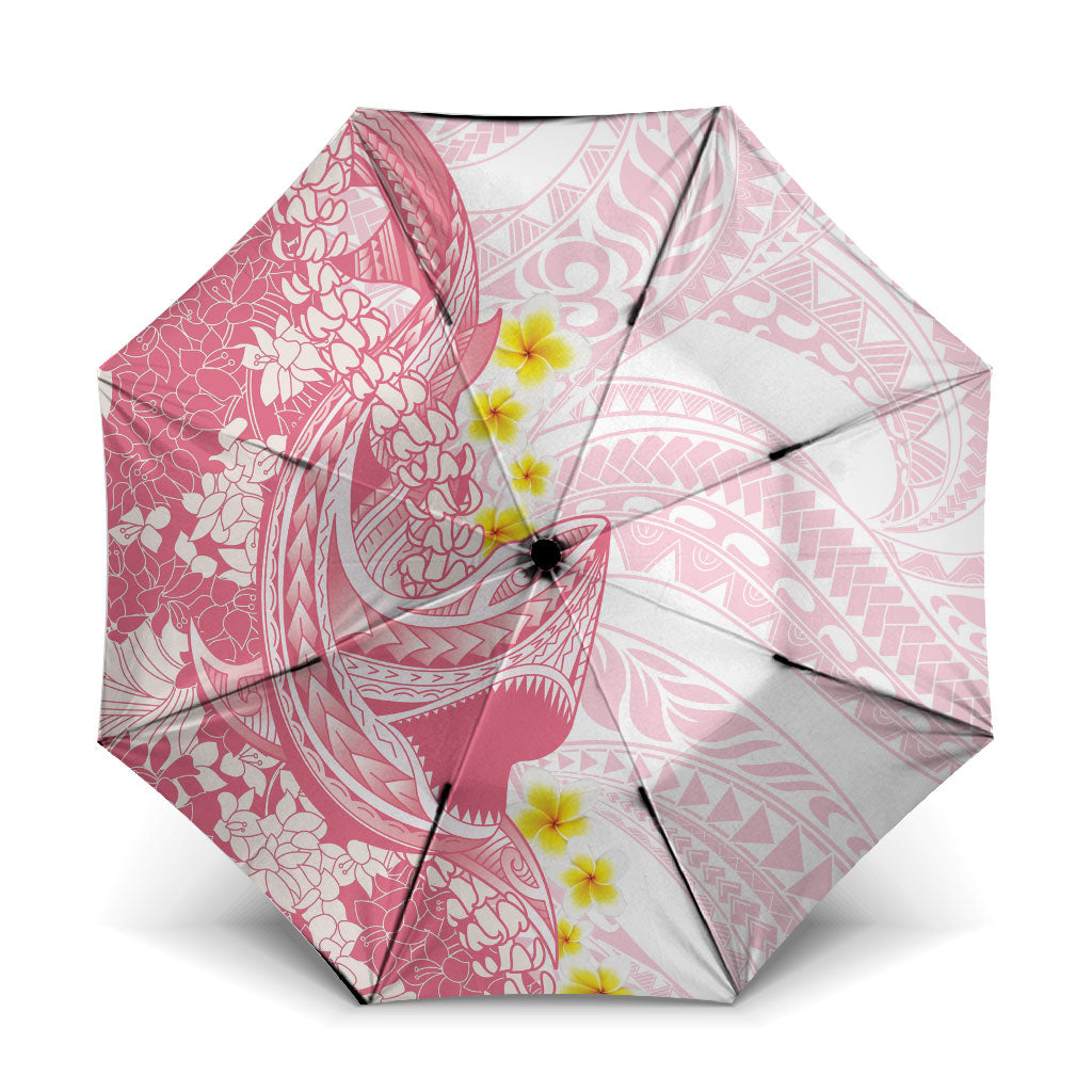 Pink Hawaii Shark Tattoo Umbrella Puakenikeni Lei Plumeria Polynesian Pattern LT14 One Size Folded 11.42 inch Opened Diameter 37.4 inch Pink - Polynesian Pride