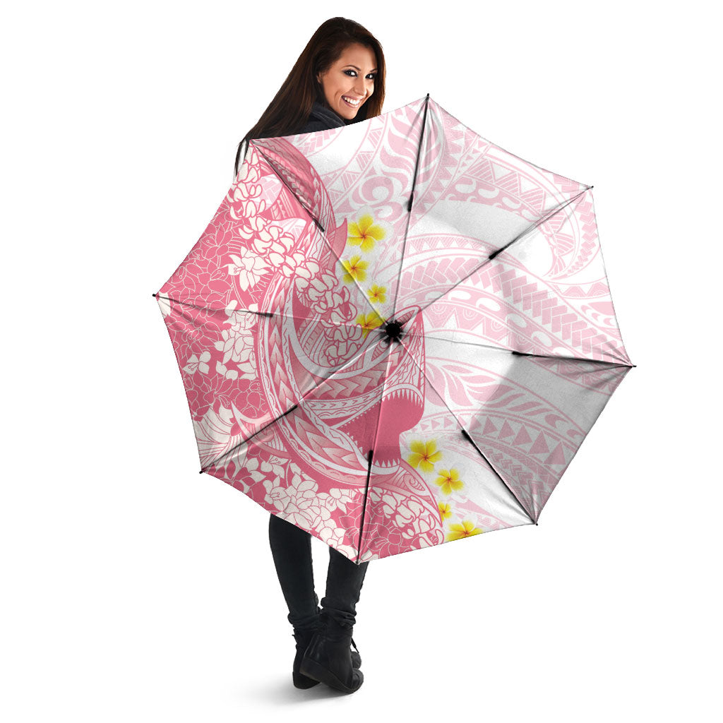 Pink Hawaii Shark Tattoo Umbrella Puakenikeni Lei Plumeria Polynesian Pattern LT14 - Polynesian Pride